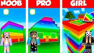 Minecraft Battle RAINBOW SPECTRITE HOUSE BUILD CHALLENGE - NOOB vs PRO vs GIRL  Animation
