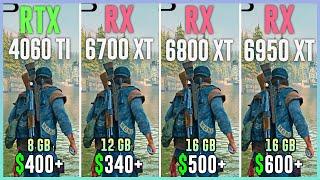 RTX 4060 TI vs RX 6700 XT vs RX 6800 XT vs RX 6950 XT - Test in 12 Games