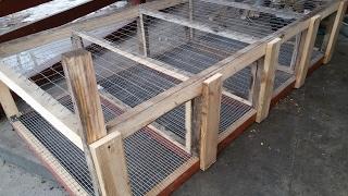   Cages for rabbits with their hands