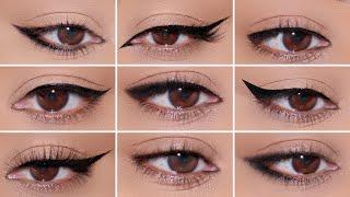 How To 9 Different Eyeliner Styles on HOODED EYES  Easy Beginner Friendly Tutorial