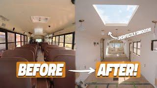 A bus ceiling that ISNT tongue and groove  Skoolie Build Ep. 13