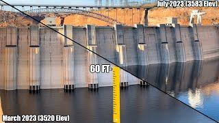 Lake Powell Water Level July 2023 Glen Canyon Dam Visual Update BeforeAfter