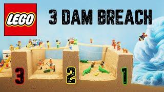 LEGO Tsunami Dam Breach - Triple Dam - Real Wave Machine - Tsunami Flood