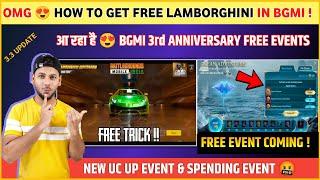 3.3 UPDATE  Free Lamborghini Bgmi  Bgmi Upcoming Events  Bgmi New Event  Lambo Crate Opening