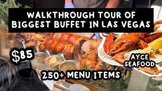 BIGGEST BUFFET in Las Vegas food tour 4k Bacchanal Buffet. 9 kitchens $85 Is it worth it?