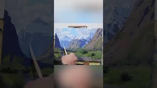 How to Paint a Stunning Mountain Landscape in 5 Steps #art #landscapepainting #mountainart #shorts