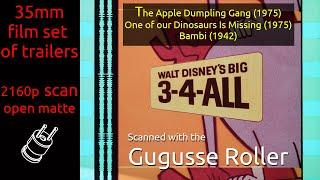 Walt Disneys Big 3-4-All 1975 35mm film set of 3 trailers flat open matte 2160p discolored