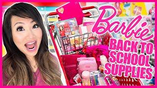 BACK TO SCHOOL shopping challenge BARBIE PINK school supplies ONLY