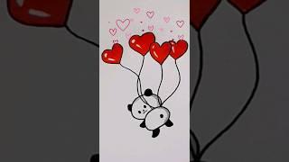 Cute PANDA drawing for Valentines DayРисуем МИЛУЮ ПАНДУ к дню Святого Валентина