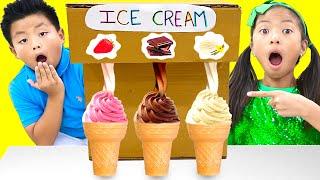 Wendy Emma and Jannie Learn How to Make Healthy Foods  Ice Cream Machine Funny Stories for Children