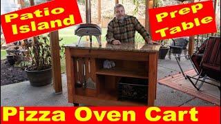 Pizza Oven Cart - Repurposed wood custom designed around an Ooni Pizza Oven with quartz countertop