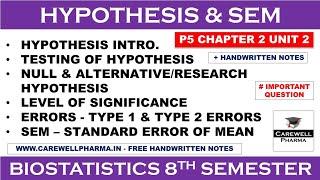 Hypothesis complete  SEM  Ch2 U 2 Probability  Biostatistics 8th Semester  Carewell pharma