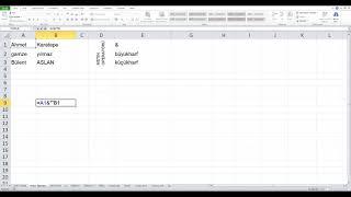 7  Excelde Metin Birleştirme Operatörü İşlemleri