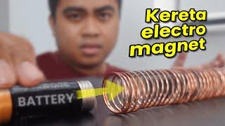 Membuktikan eksperimen ajaib dengan baterai dan magnet Electromagnetic train