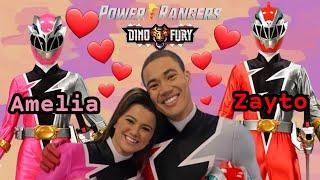 Power Rangers Dino Fury - Zayto and Amelia Cute Moments Russell Curry & Hunter Deno Red & Pink