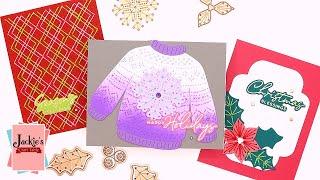 3 Cards using the New Stitched for Christmas Collection  Spellbinders  Stitching on Cards