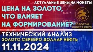 Цена на золото что влияет на формирование Анализ рынка золота серебра нефти доллара 11.11.2024