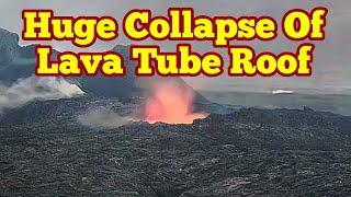 Huge Collapse Of Lava Tube Emptied Lava Lake Is Crumbling Iceland KayOne Volcano Eruption