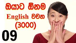 How to learn English in Sinhala  Most Common 3000 English words  English in Sinhala Volume 09