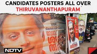 Lok Sabha Elections 2024  In Kerala Capital Rows Of Posters Of Candidates Appear On Election Eve