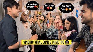 Singing Hindi Viral Bollywood  Songs In Delhi Metro   Cute Girls Shocking Reactions  Jhopdi K