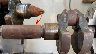 Tremendous invisible Process  A Shattered Lister Engine Crank-shaft Repaired by Modest mechanic