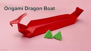 Origami Dragon boat.How to make a paper boat. Easy paper crafts.Dragon boat festival handmade things