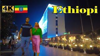 የት ነኝ ያስባለ ገራሚ የምሽት ወክ Addis Ababa Walking Tour  Mexico square - Churchill avenue  Ethiopia 4K