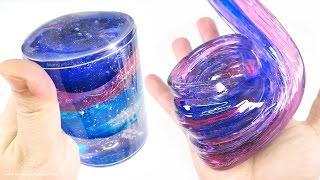 Making Clear Galaxy Slime  Space Glitter Glossy Slime  Satisfying Slime Video