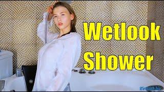Wetlook shower girl  Wetlook translucent clothes  Wetlook Hair