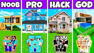 Minecraft Battle   American Dream House Build Challenge - Noob vs Pro vs Hacker vs God