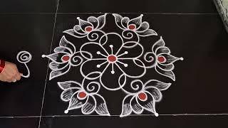 simple and easy festival lotus kolam  Side border rangoli design  daily muggulu  easy rangoli