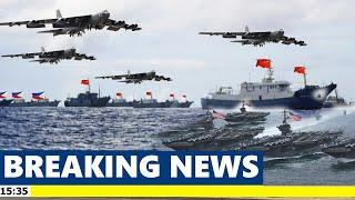 China Angry Dozens of US & PH Planes Show Strength in Front of China Island Bases in the China Sea