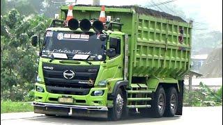 SANGAT BERAT PASUKAN DUMP TRUCK TRONTON BESAR HINO 500 MUATAN 50 TON MERAYAP DI TANJAKAN EKSTRIM