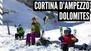 Family skiing in Cortina dAmpezzo Dolomites