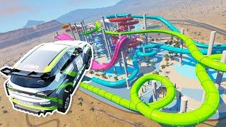 The ULTIMATE Car Waterpark DESTRUCTIVE Water Slides & Roller Coasters - BeamNG Multiplayer