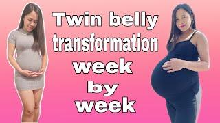 TWIN PREGNANCY TRANSFORMATION Week by Week Pregnant Belly Progression VLOG #3 THE FILDUTCH TWINS