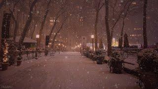 Snowy Quiet Night Street  Sounds of Falling Snow