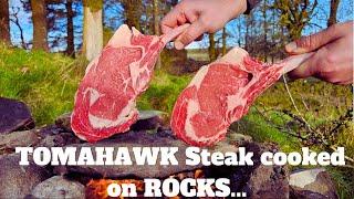 How to Cook TOMAHAWK Steak on Rocks ASMR Outdoor CookingRelaxing Video