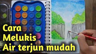 Tutorial membuat lukisan air terjun  bisa untuk background kaligrafi kontemporer pemula