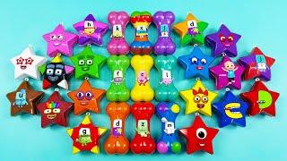 Numberblocks & Alphablocks – Looking For Mini Star Bones Mix Coloring with SLIME  ASMR