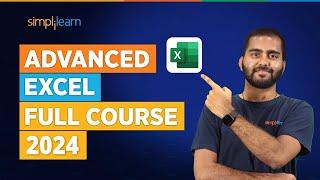 Advanced Excel Full Course 2024 LIVE  Excel Tutorial For Beginners  Excel Training  Simplilearn