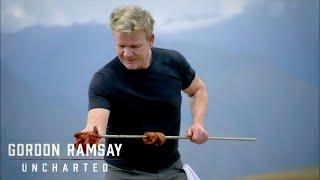 Gordons First Alpaca Cooked in Mud Oven  Gordon Ramsay Uncharted