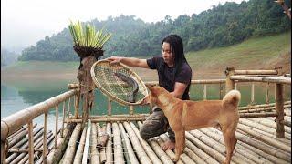 Weaving Bamboo Baskets Fish Traps Catch and Cook River Survival Shelters  EP.334