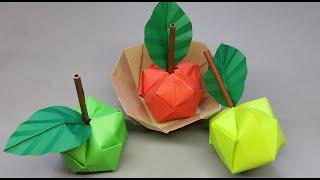 AN EASY APPLE ORIGAMI  How to Make Paper Apple  DIY ORIGAMI Fruits