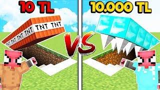 10 TL FAKİR TNT TUZAK VS 10.000 TL ZENGİN KAKTÜS TUZAK  - Minecraft