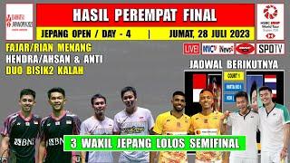 Hasil Jepang Open 2023 Hari Ini Babak 8 Besar  FAJRI Menang  DUO BISIK2 & ANATIWI Kalah