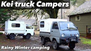 Kei truck 4x4 campers  Winter car Camping  stormy winter trip