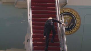 President Biden falls down walking up steps of Air Force One