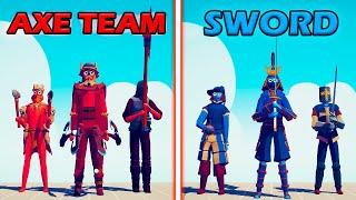 AXE TEAM vs SWORD TEAM - Totally Accurate Battle Simulator  TABS